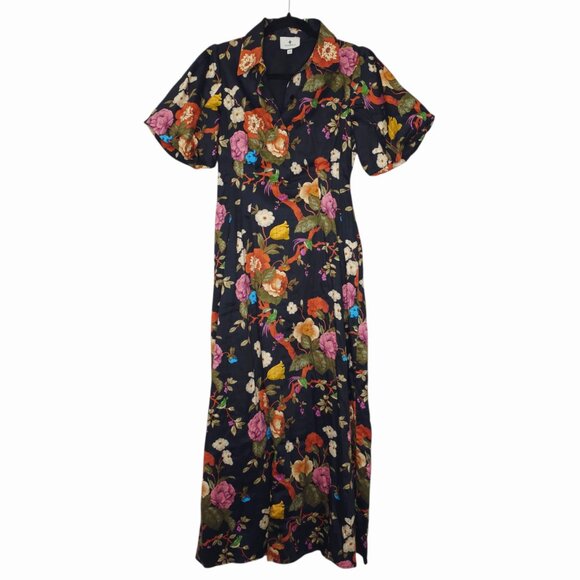 Tuckernuck Delaney Baroque Midi Dress Black Floral Size XS - Picture 3 of 10